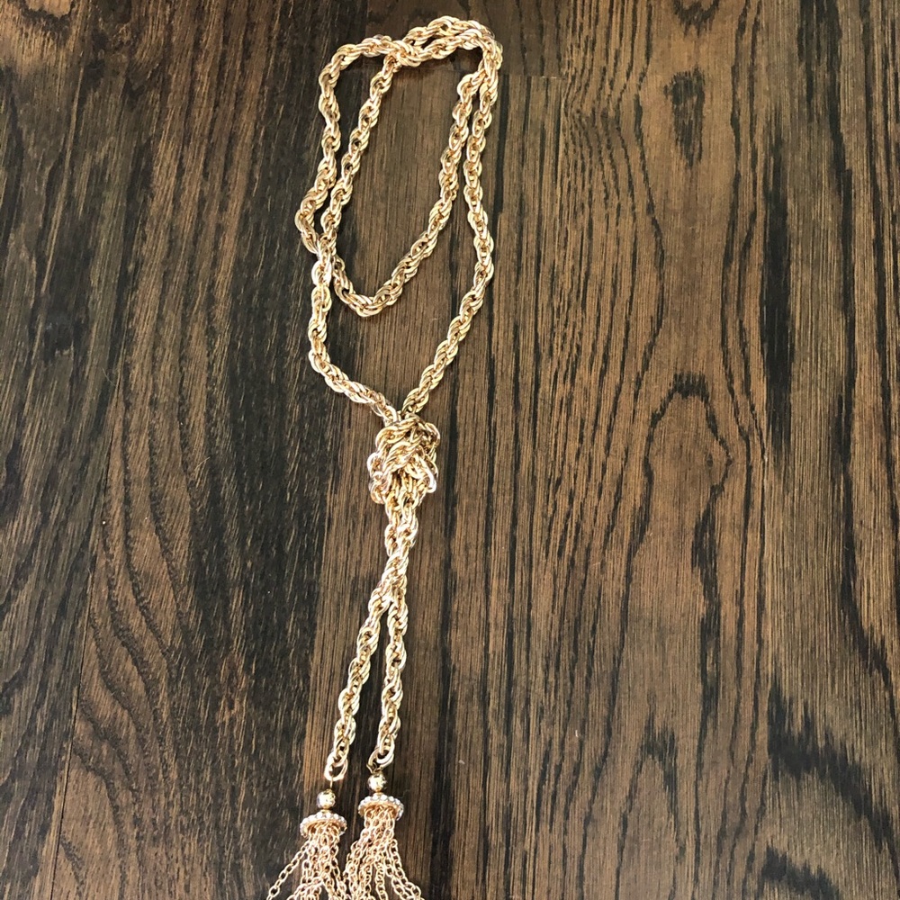 Gold chain tassel necklace